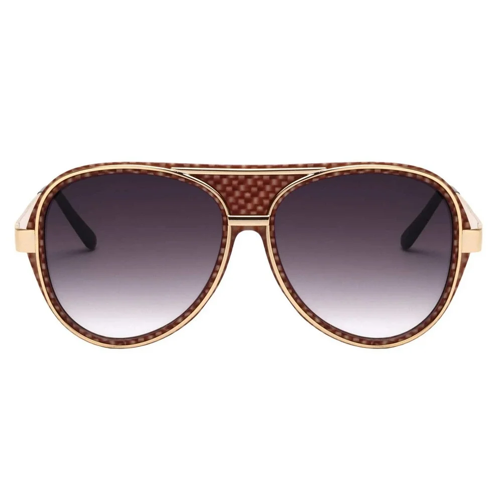 Sunglasses Brown Gold Frame Designer Fashion Sun Glasses Men Trendy Pilot Style‎